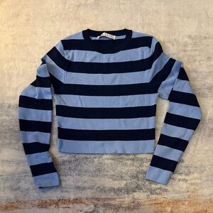 Zara Navy and Light Blue Striped Sweater